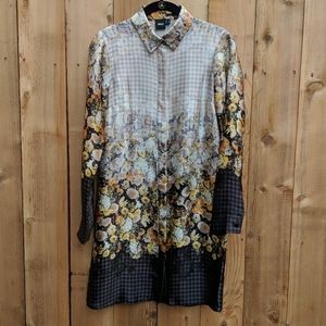 ASOS Buttondown Women's Floral & Checked Tunic Dress Sz 2